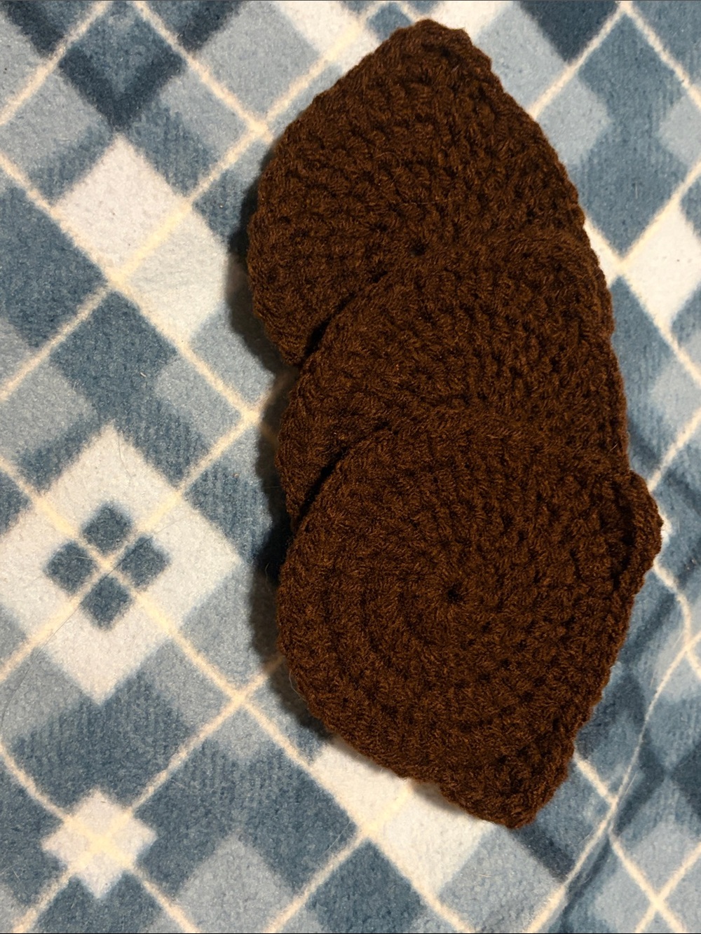 Handmade Brown to tan Crochet bear coasters - Set of 3